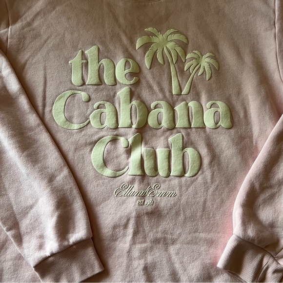 ELLandEMM The Cabana Club Sweatshirt PINK SIZE XL preppy tennis Crewneck - Picture 4 of 8